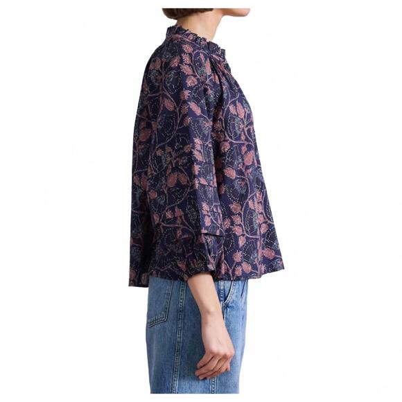 NEW APIECE APART trinidad blouse in camille floral navy